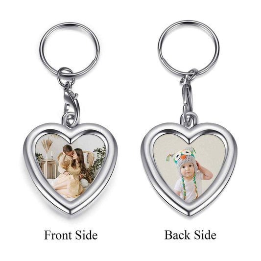 Personalized Color Photo Message Heart Keychain | Jovivi