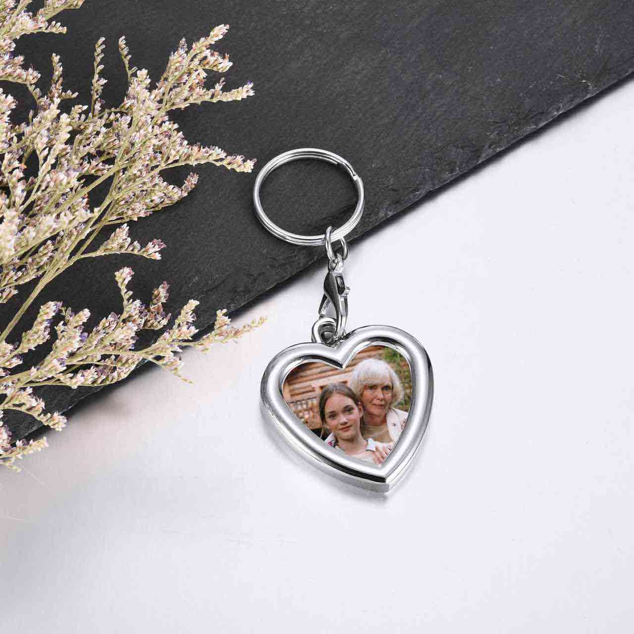 Personalized Color Photo Message Heart Keychain | Jovivi