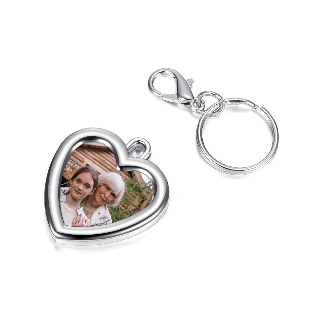 Personalized Color Photo Message Heart Keychain | Jovivi