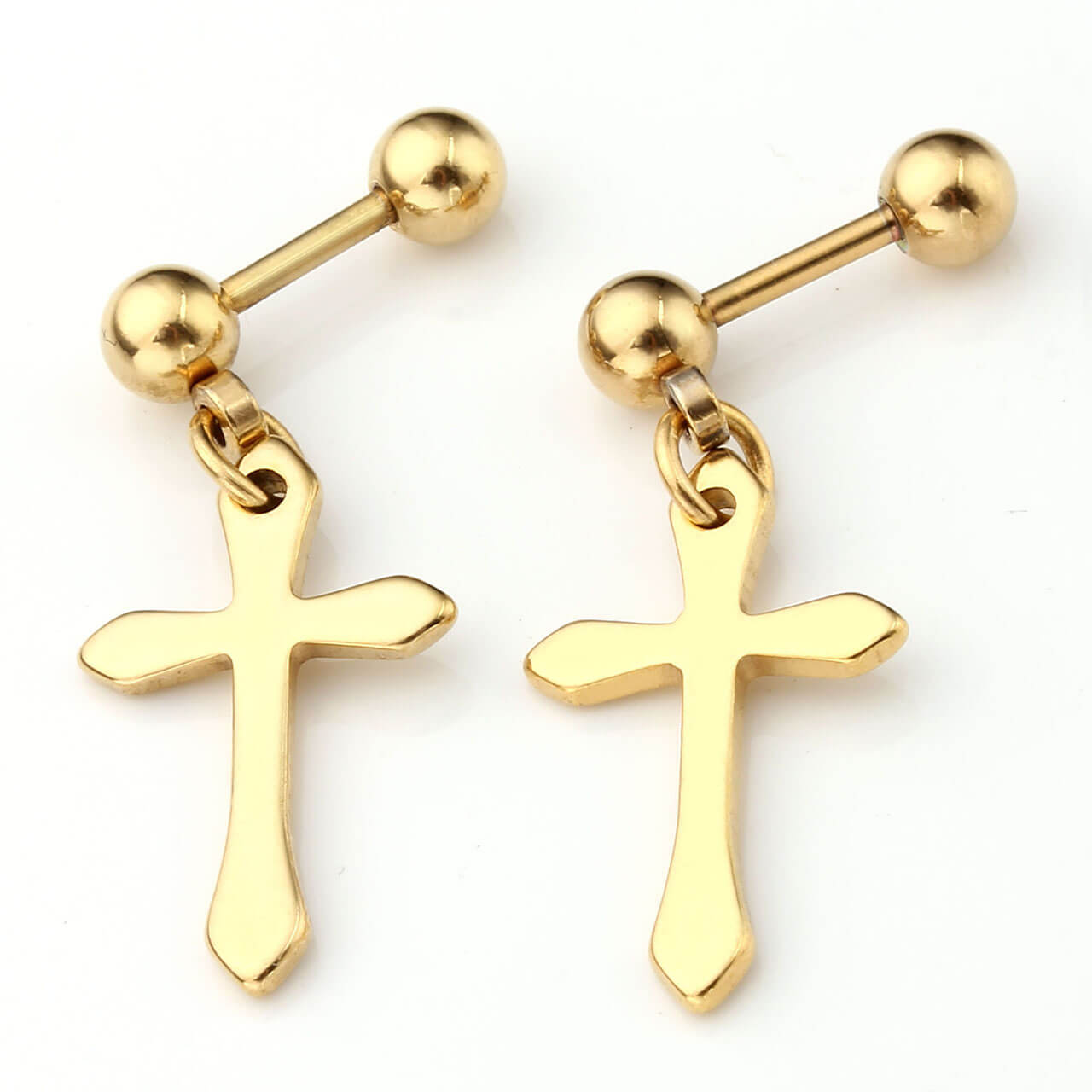 Jovivi unisex cross studs ear barbell earrings Stainless Steel Cross Barbell Stud Earrings gift Tragus Cartilage Helix Earrings