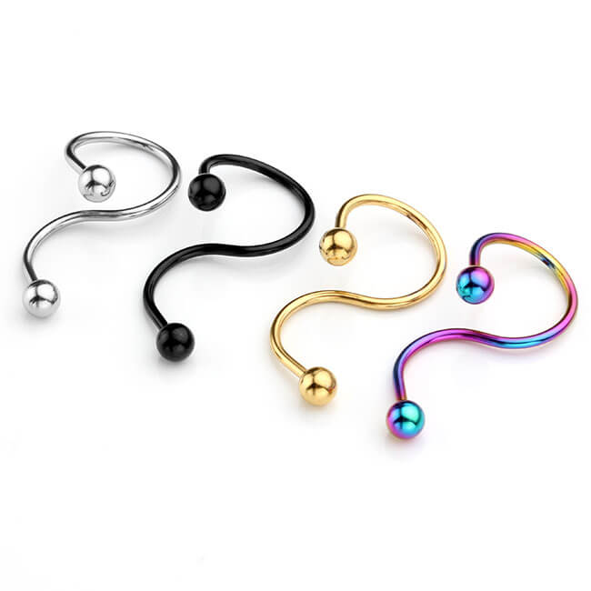 16G S Spiral Twist Navel Button Ring Body Piercing | Jovivi - Jovivi