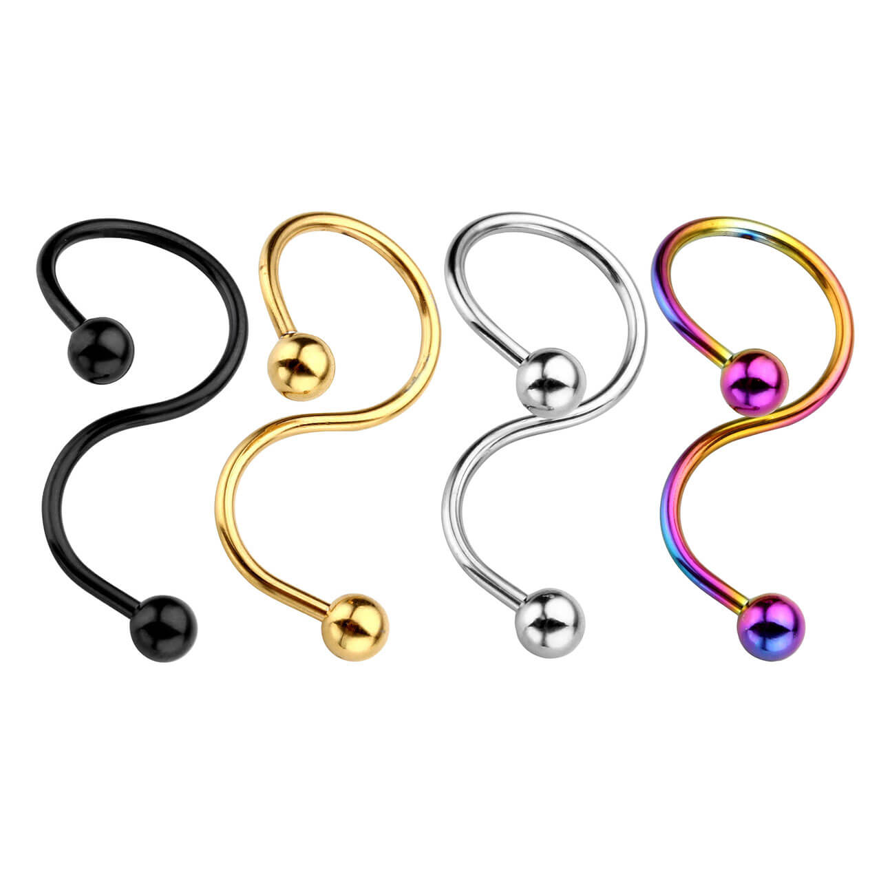 16G S Spiral Twist Navel Button Ring Body Piercing | Jovivi - Jovivi