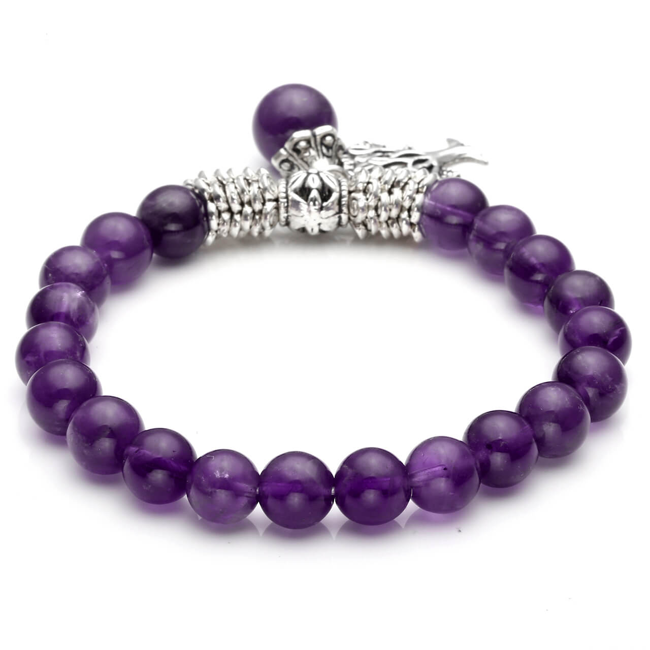 Natural Amethyst healing quartz bracelet balancing tree of life charm bracelet
