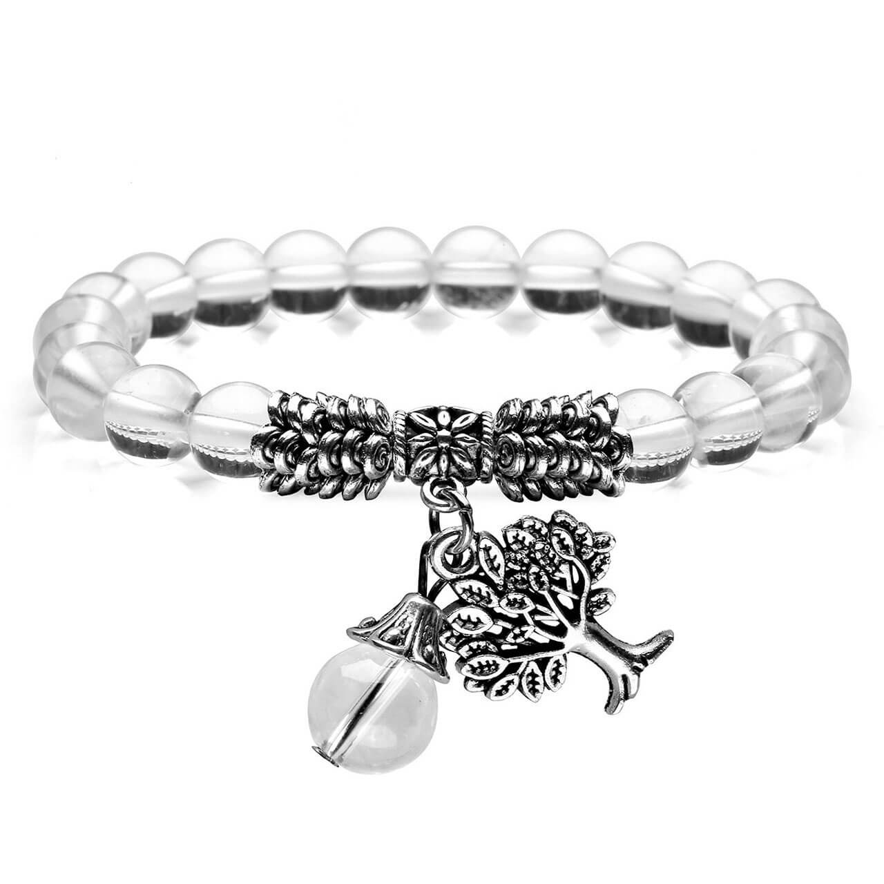 Natural clear quartz healing quartz bracelet balancing tree of life charm bracelet