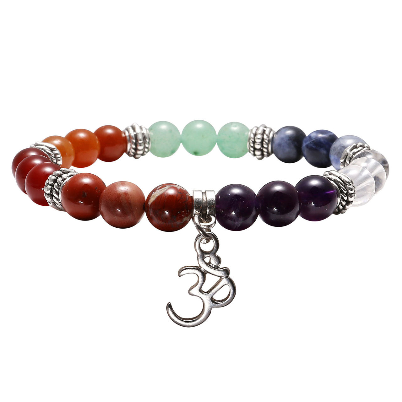 7 Chakras Crystal Beads Lotus Charm Bracelet | Jovivi - Jovivi