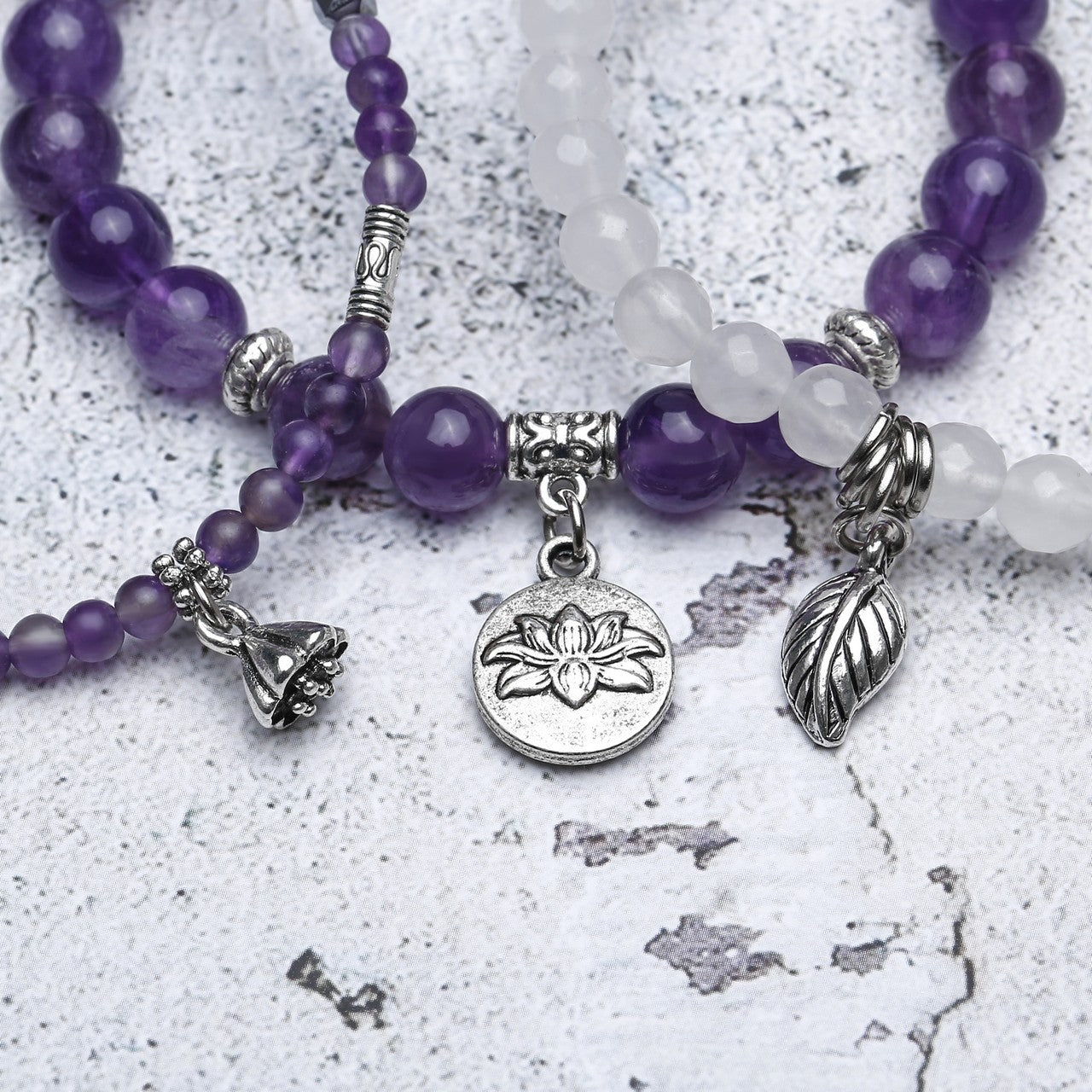 Jovivi healing reiki bracelets with lotus charm, jjb086501