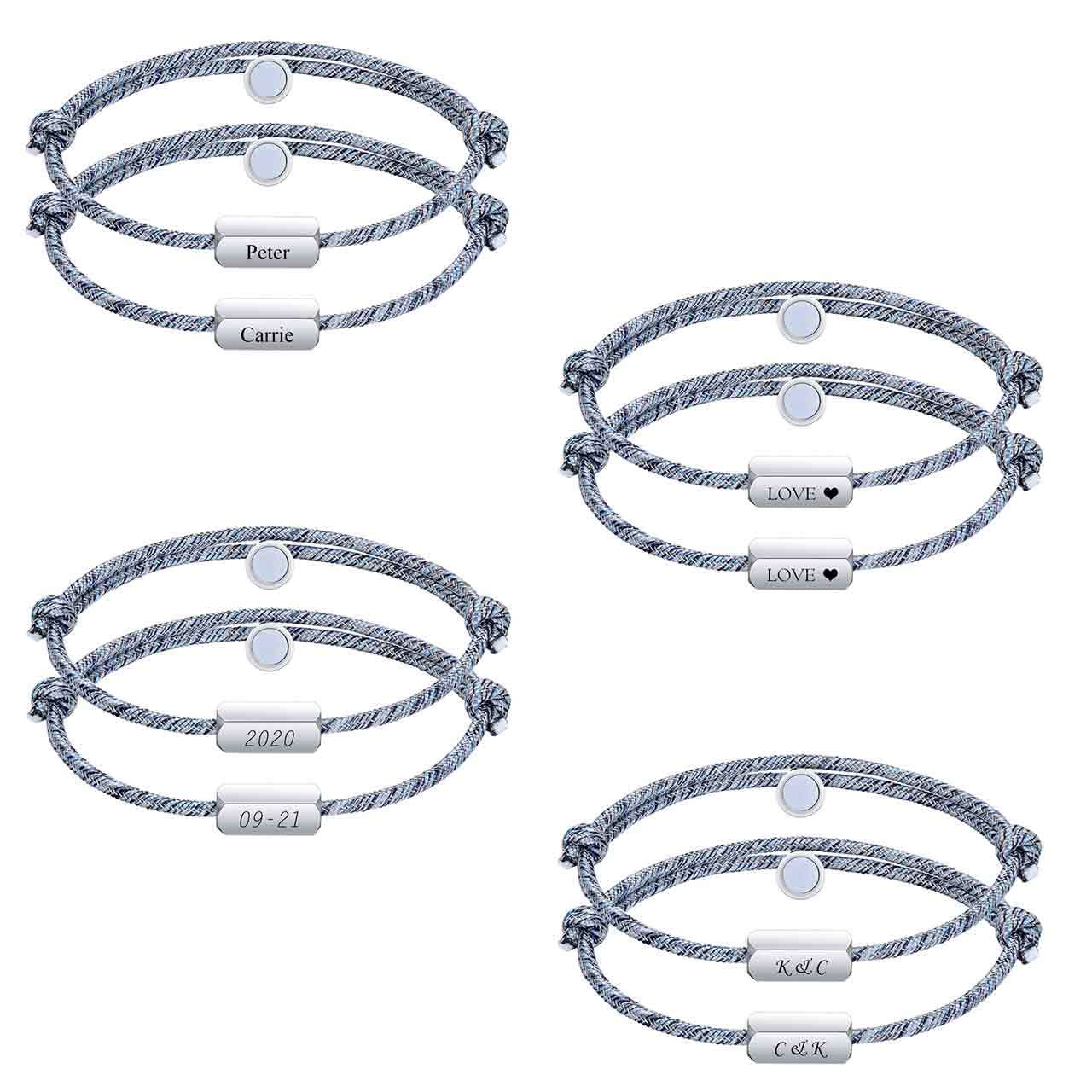 personalized-magnetic-couple-matching-rope-bracelets