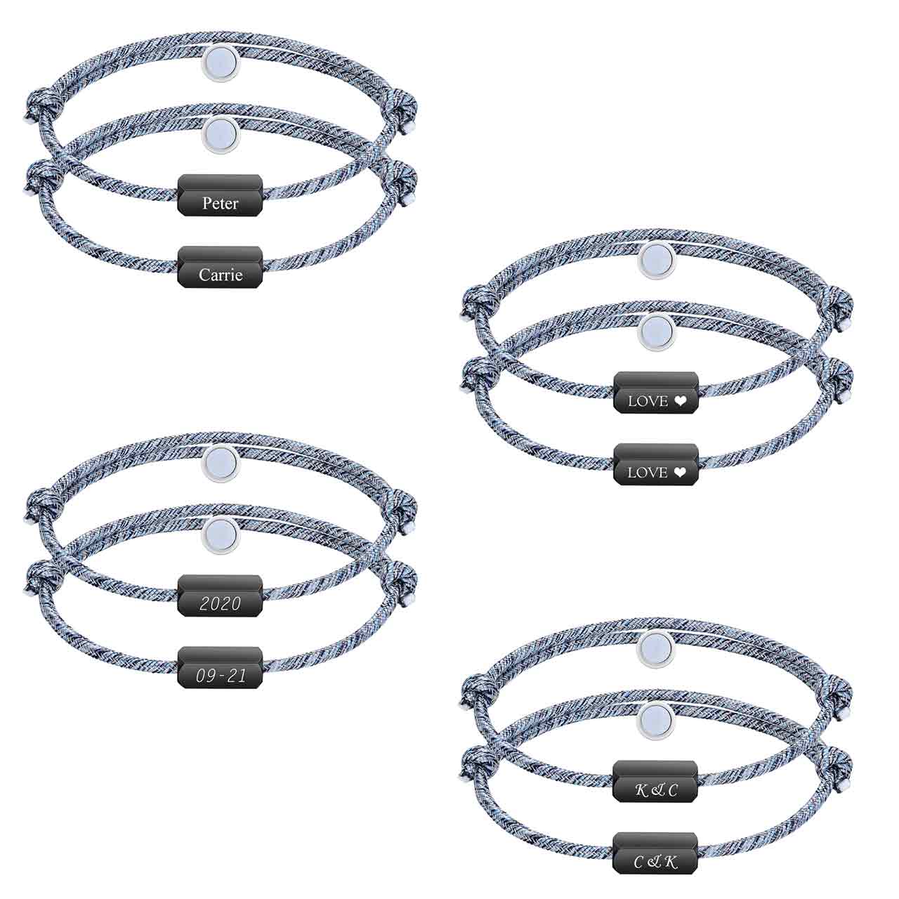 personalized-magnetic-couple-matching-rope-bracelets