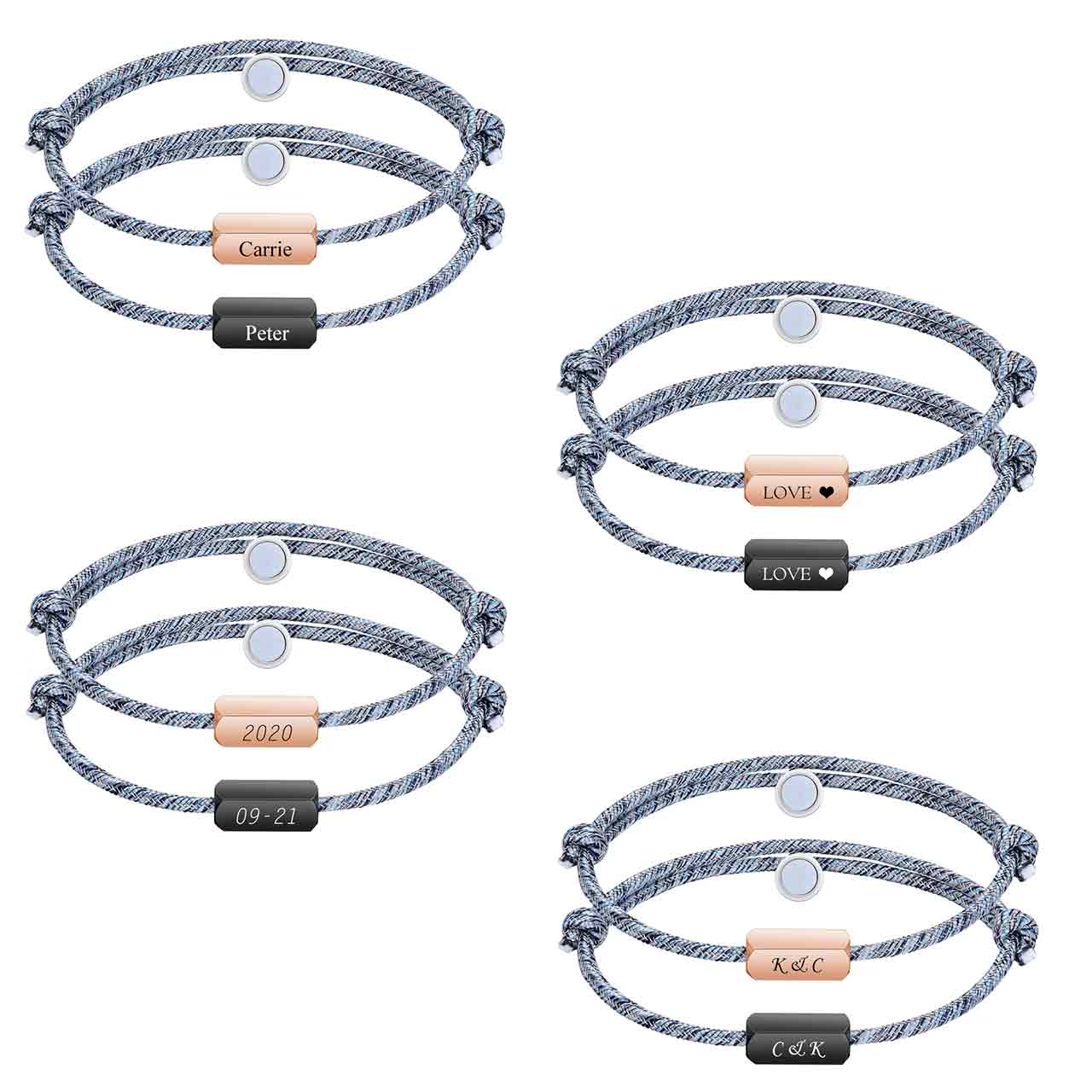 personalized-magnetic-couple-matching-rope-bracelets