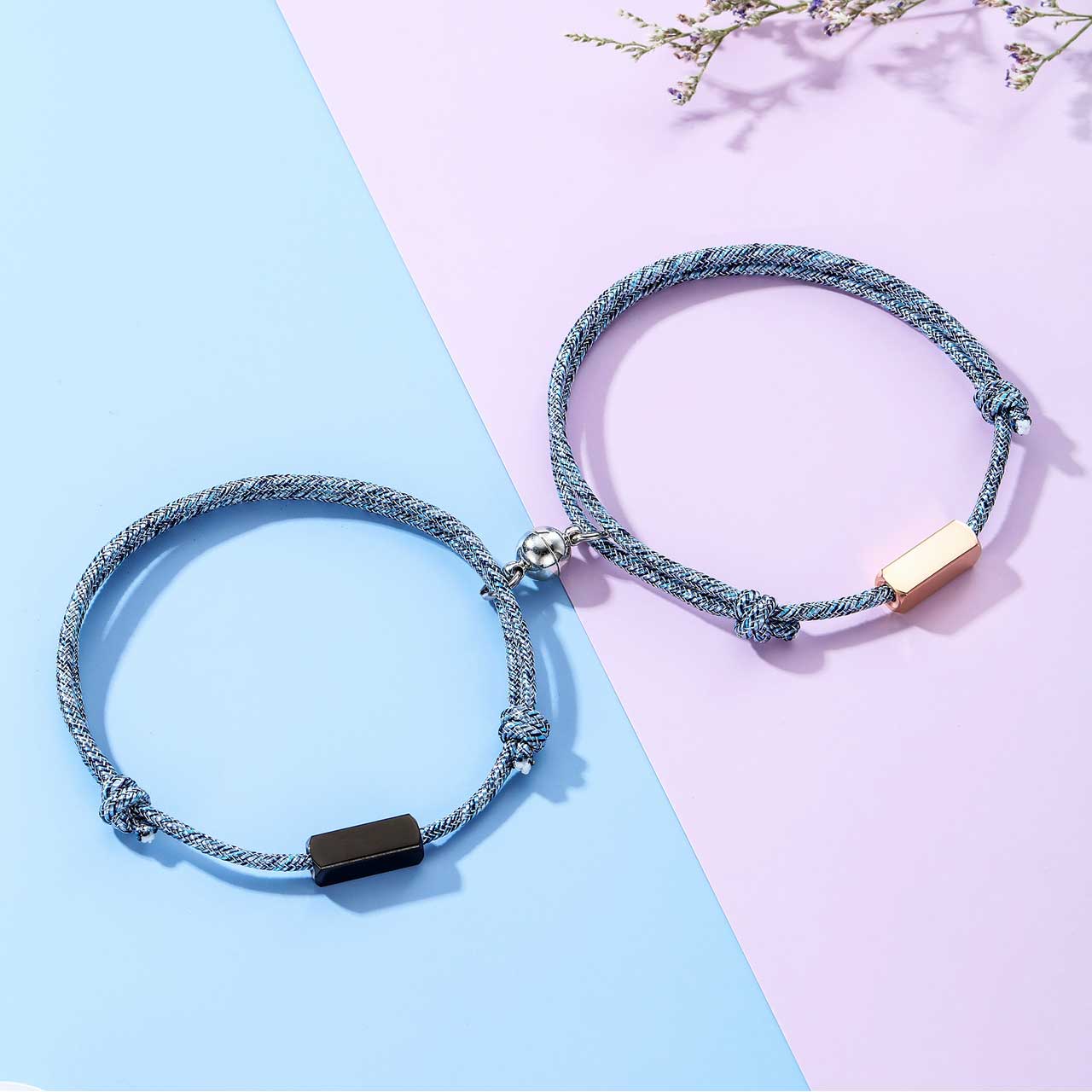 personalized-magnetic-couple-matching-rope-bracelets