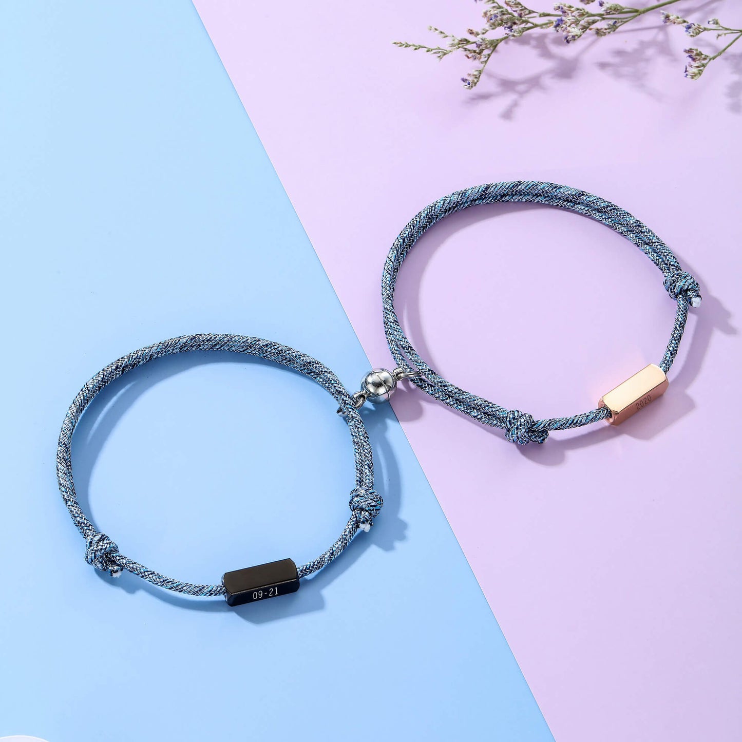 jkb028506 jovivi personalized custom 2pcs magnetic couples bracelets for lovers