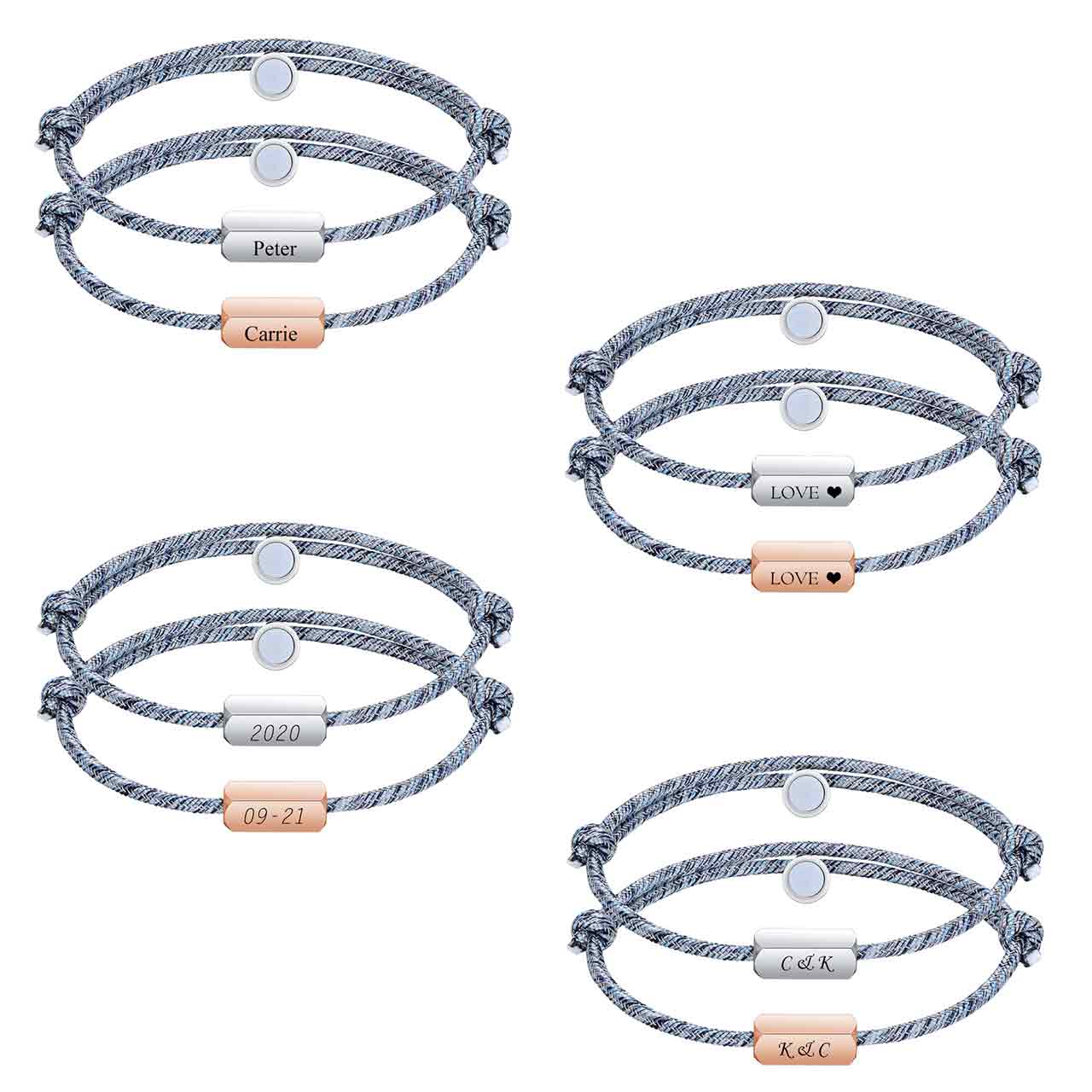 personalized-magnetic-couple-matching-rope-bracelets