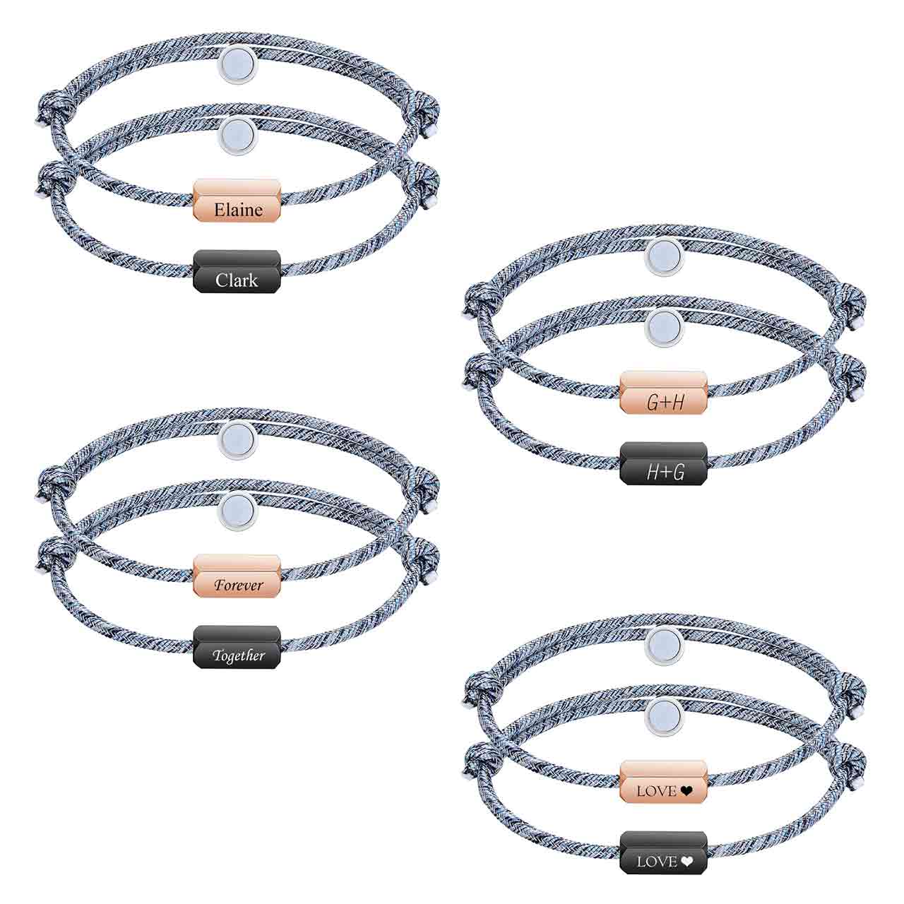 personalized-magnetic-couple-matching-rope-bracelets