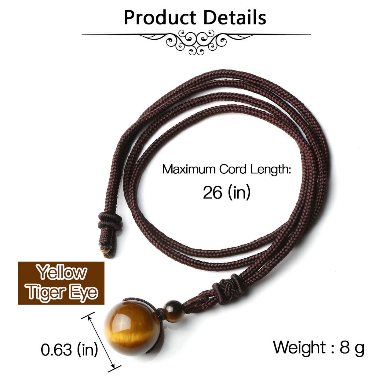 Natural Tiger Eye Lucky Blessing Protection Beads Pendant Necklace | Jovivi - Jovivi