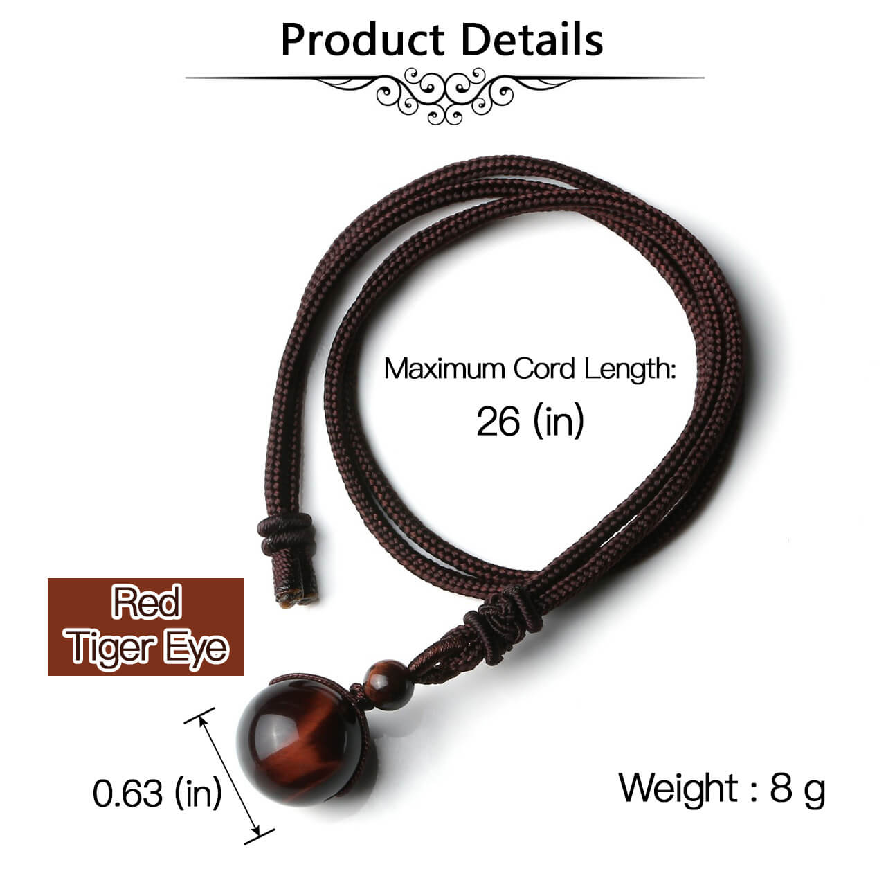 Natural Tiger Eye Lucky Blessing Protection Beads Pendant Necklace | Jovivi - Jovivi