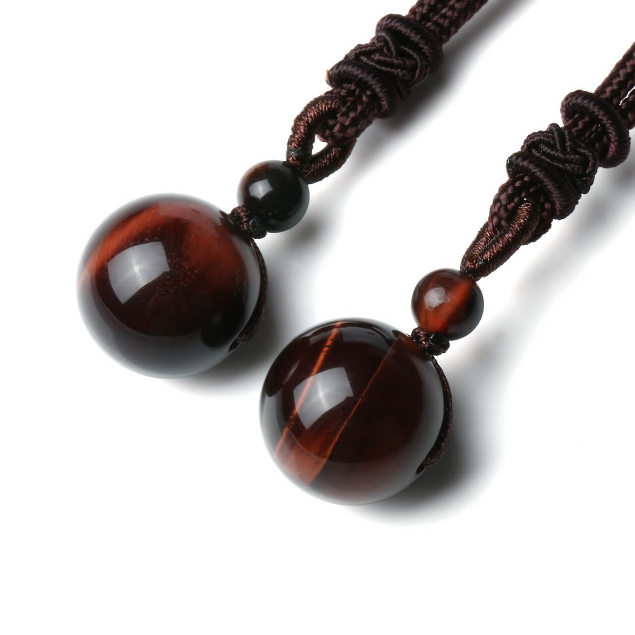 Jovivi red tiger eye healing crystal necklace