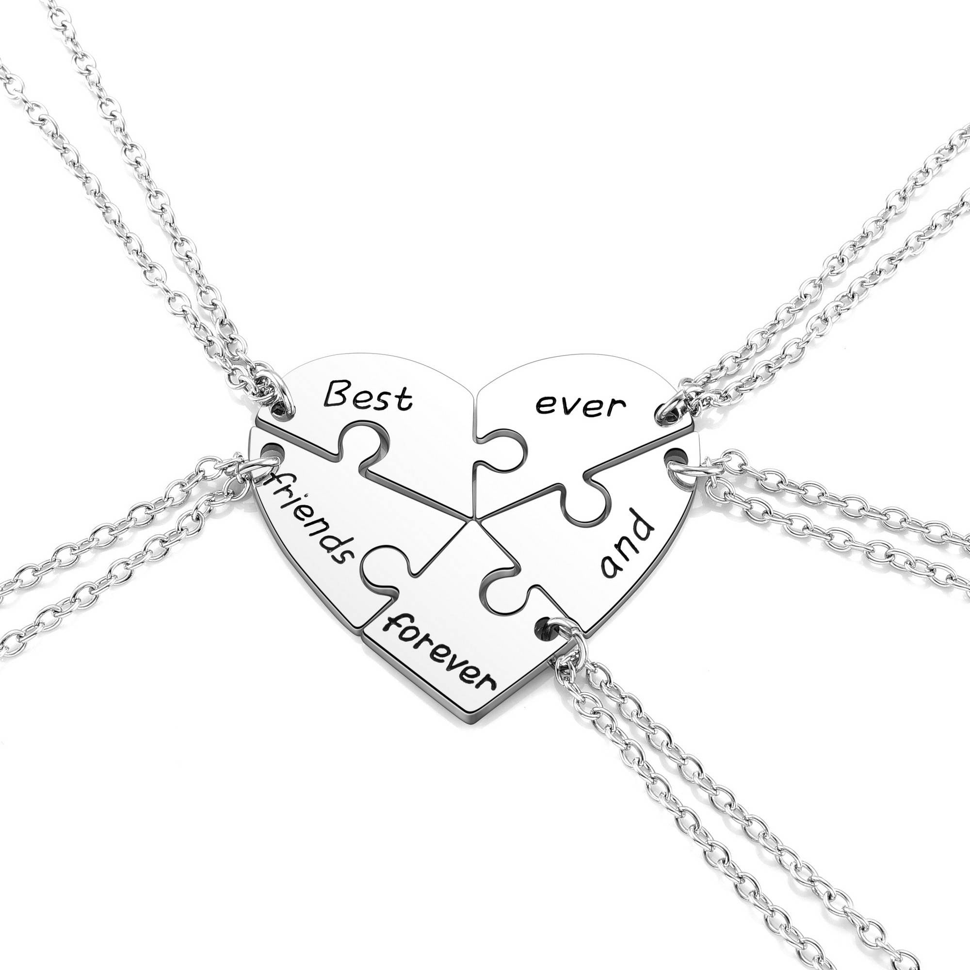 Best Friends Matching Heart Puzzles Pendant Necklaces 5pcs | Jovivi