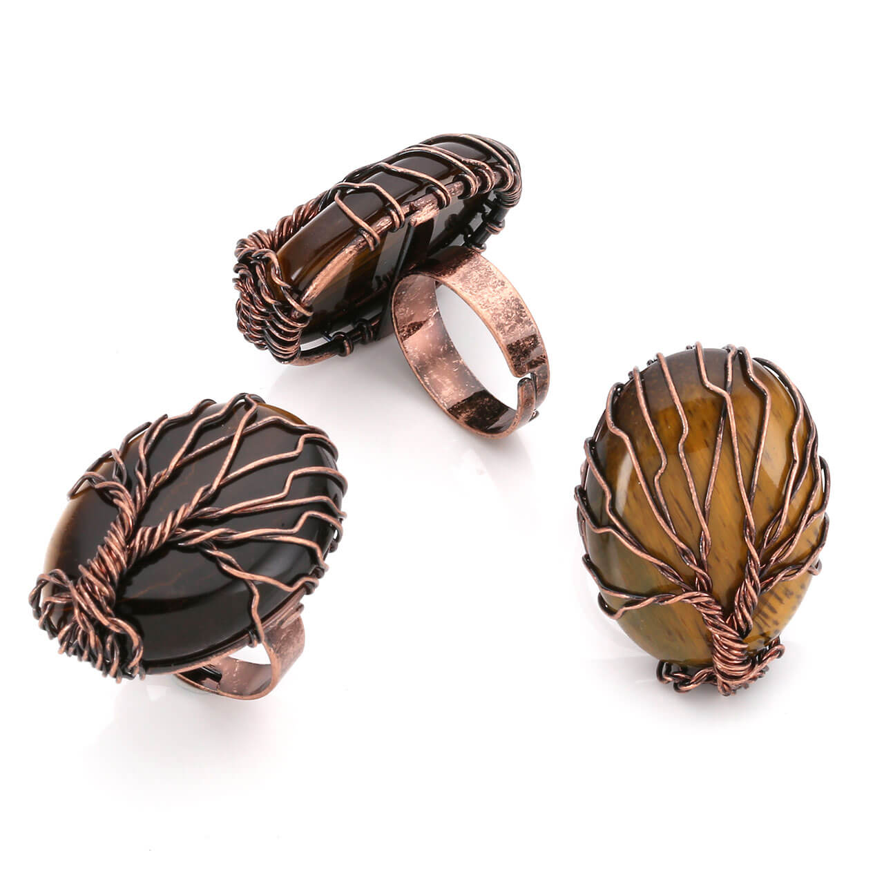 jkr012404 jovivi tiger eyes gemstone crystal rings reiki healing balancing jewelry