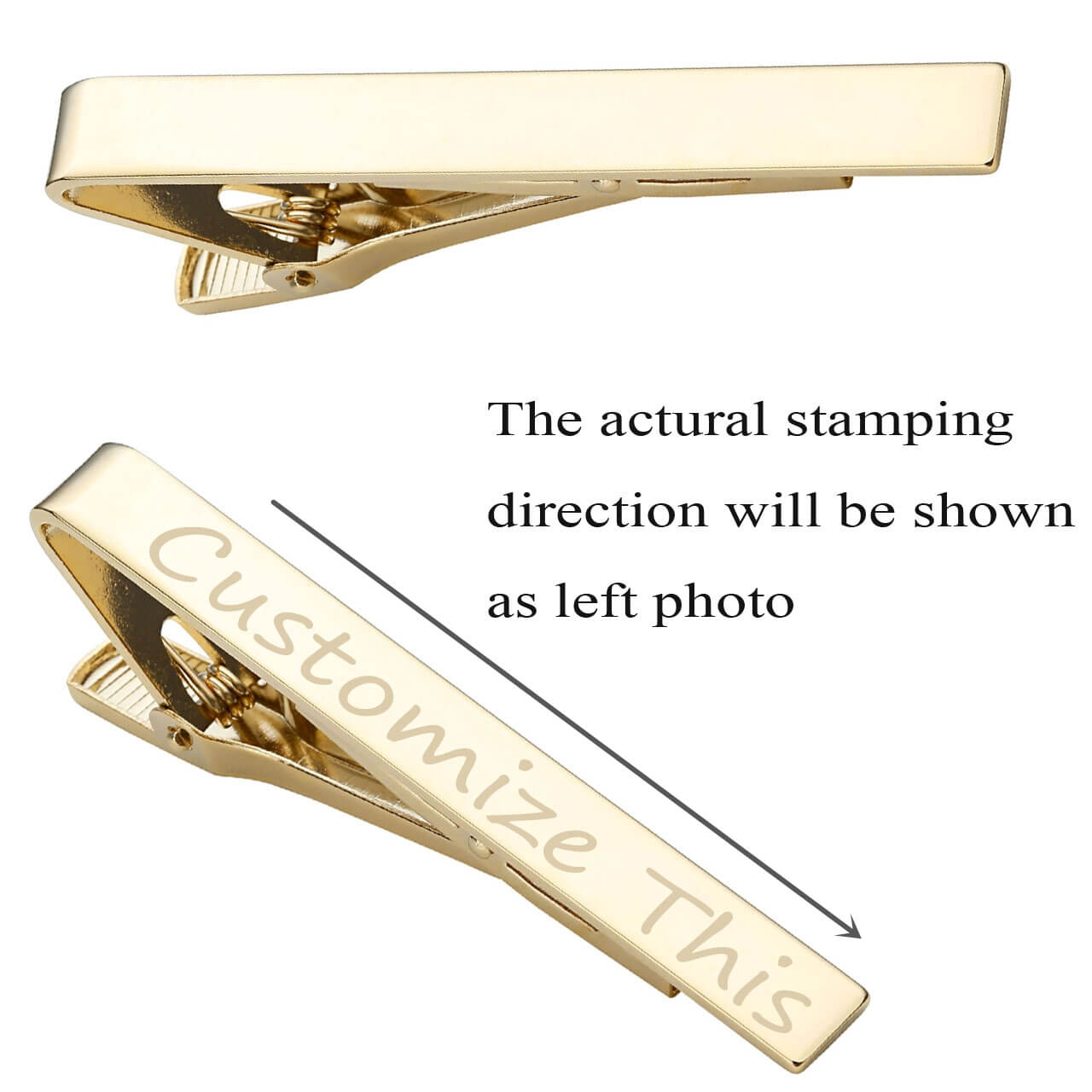 Personalized Engraving Stainless Steel Mens Mirror Tie Bar Clip | Jovivi - Jovivi