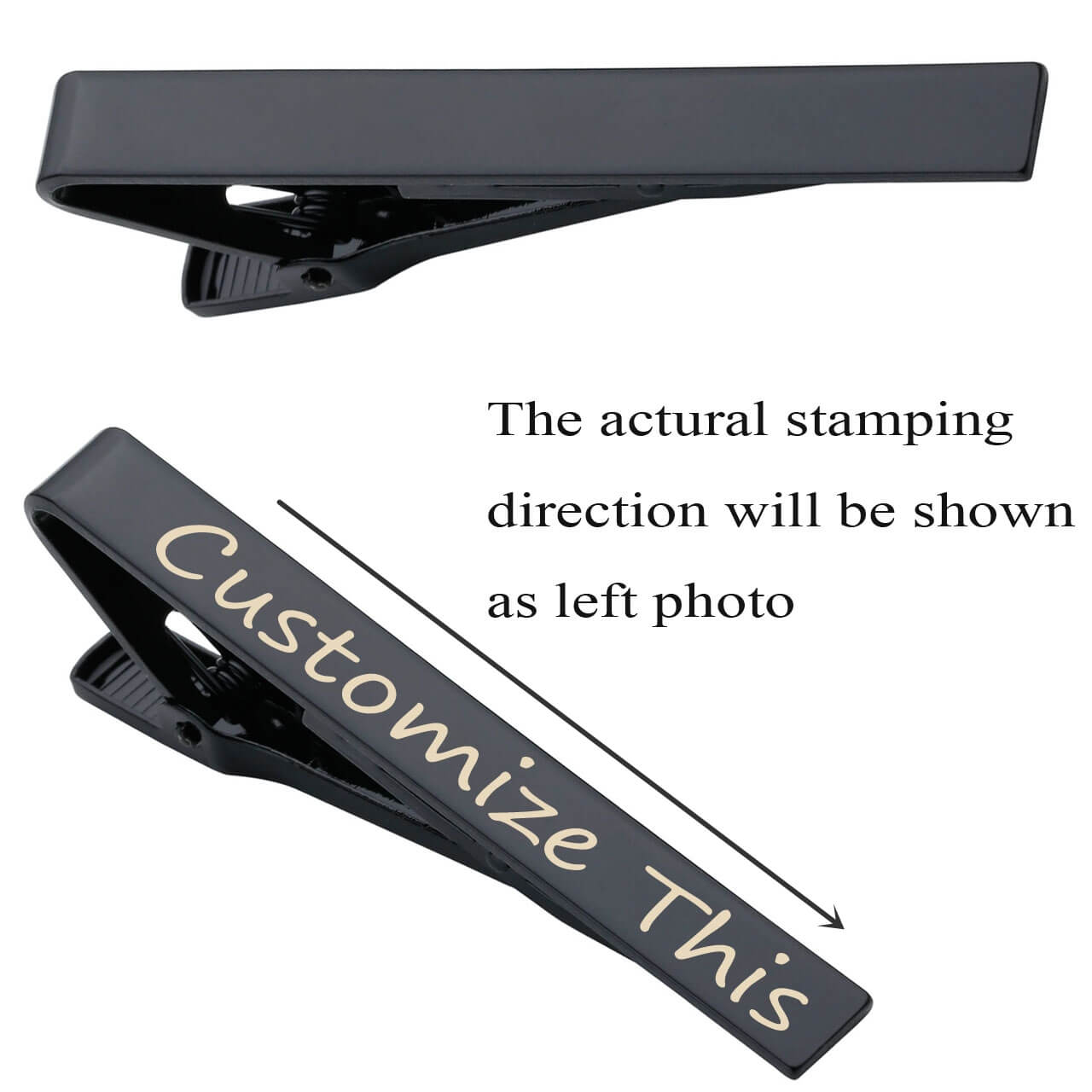 Personalized Engraving Stainless Steel Mens Mirror Tie Bar Clip | Jovivi - Jovivi