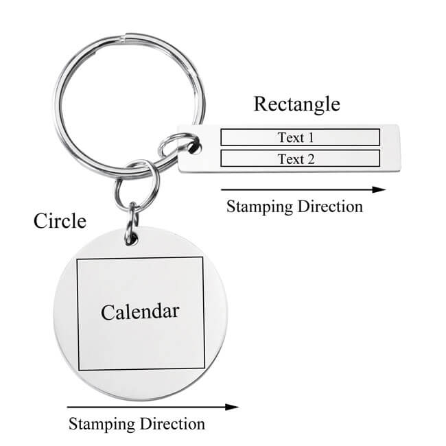 JOVIVI Custom Keychain - Personalized Special Date Calendar Stainless Steel Keychain with Rectangle Dog Tag for Couples Family Best Friends Anniversary Gift