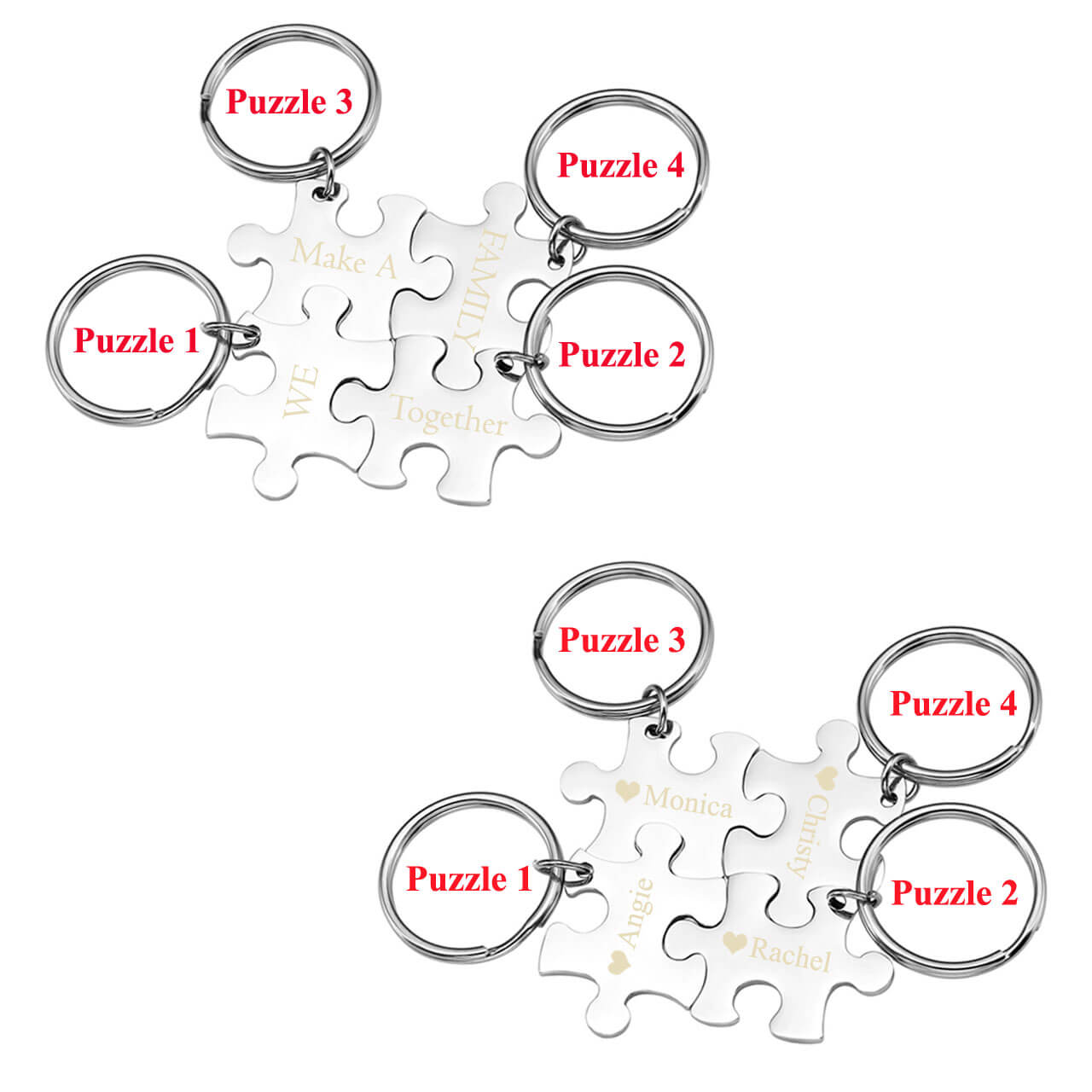 Personalized Puzzle Matching Message Friendship Keychain | Jovivi - Jovivi