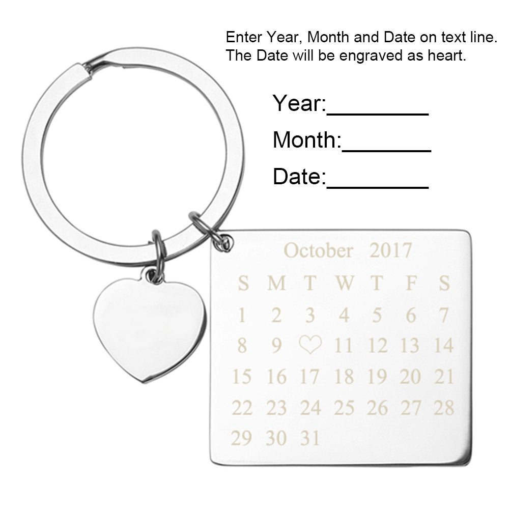 Personalized Date Calendar Message Tag Keychain | Jovivi