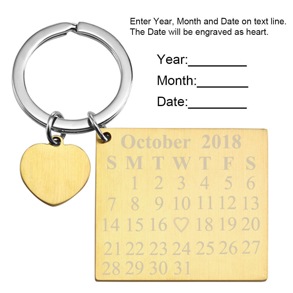 Personalized Date Calendar Message Tag Keychain | Jovivi