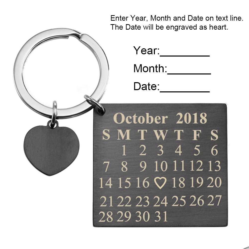 Personalized Date Calendar Message Tag Keychain | Jovivi