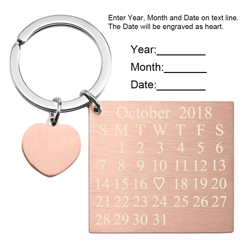 Personalized Date Calendar Message Tag Keychain | Jovivi