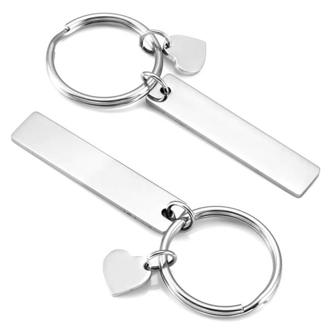 JOVIVI Custom Keychain - Personalized Name Message 2pcs Stainless Steel Laser Engraving His Queen Her King His and Hers Cute Couple Keychain Set for Valentines Day Gifts