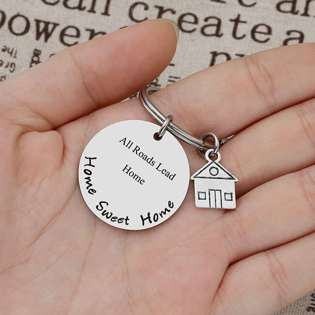 jovivi personalized home tag name message keychain set for family, front side, jnf007201