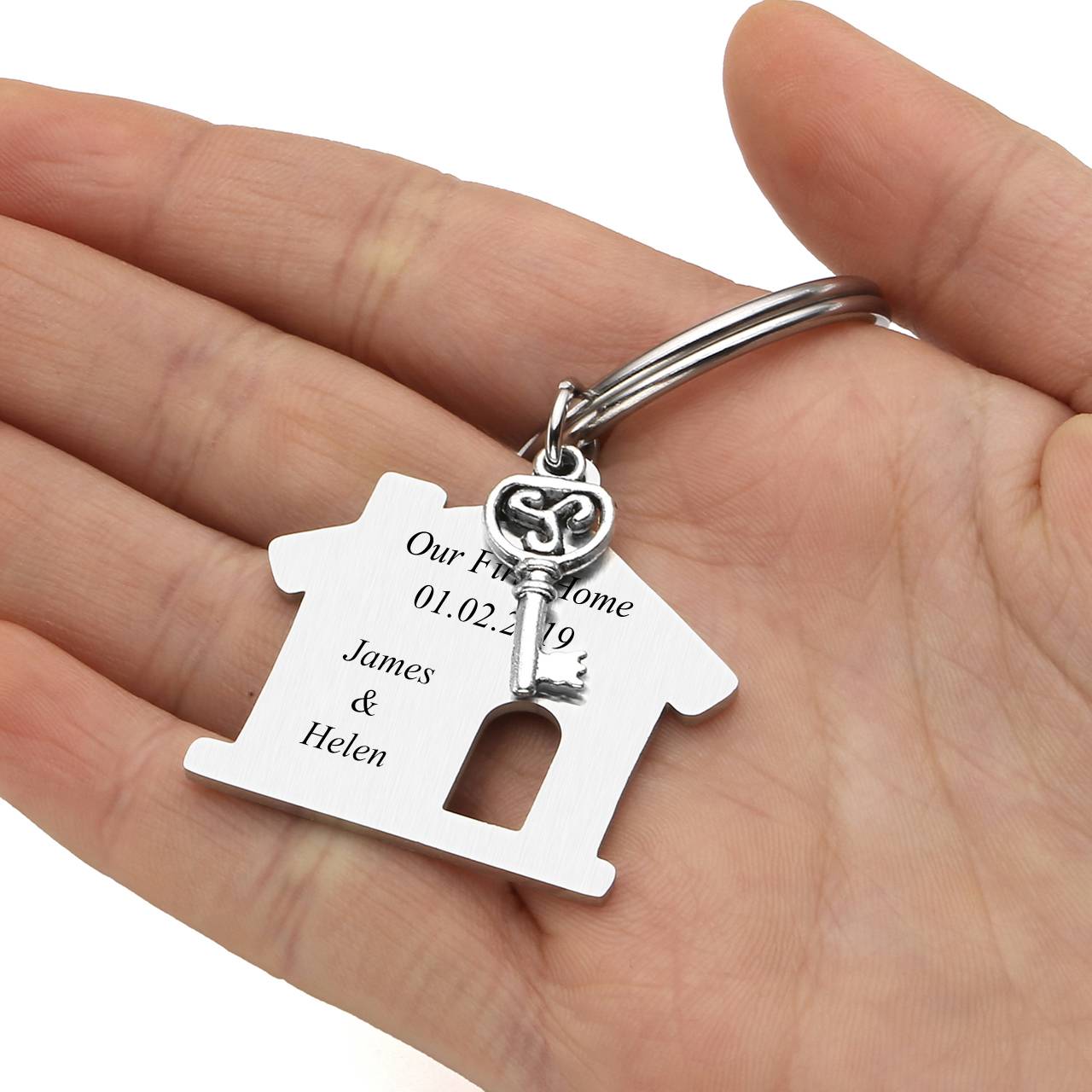 jnf007401-Personalized-House-Key-Housewarming-Message-Tag-Keychain-2PCS