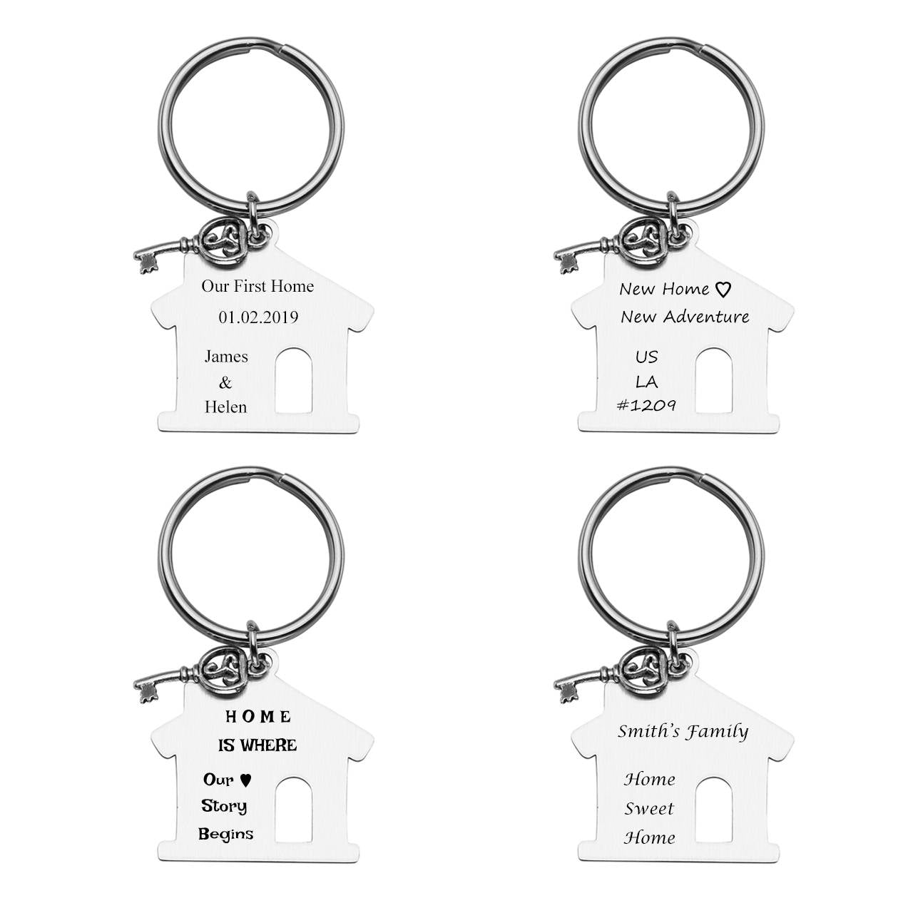 jnf007401-Personalized-House-Key-Housewarming-Message-Tag-Keychain-2PCS