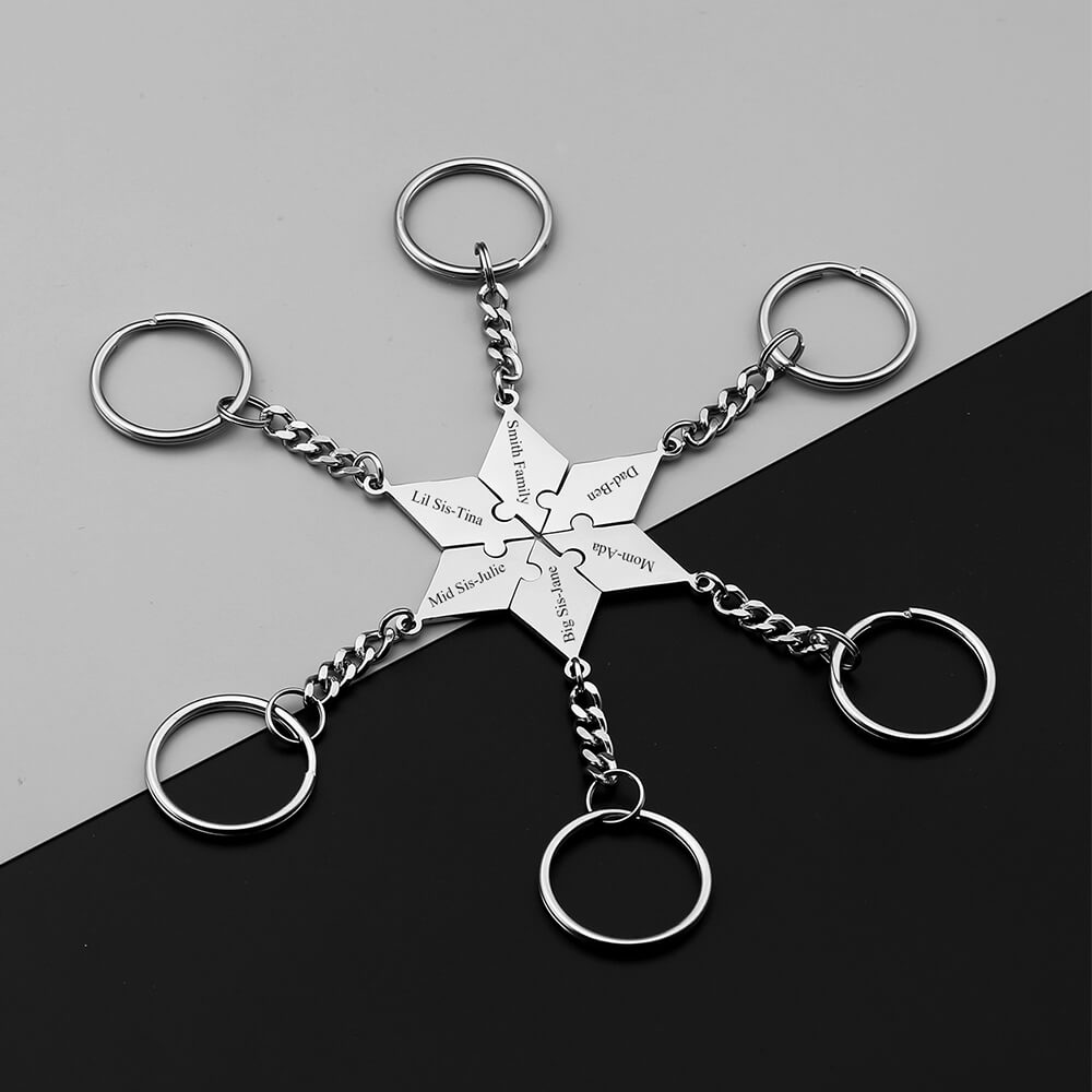 jnf008101 jovivi personalized star puzzle pieces BFF relationship keychain, front side