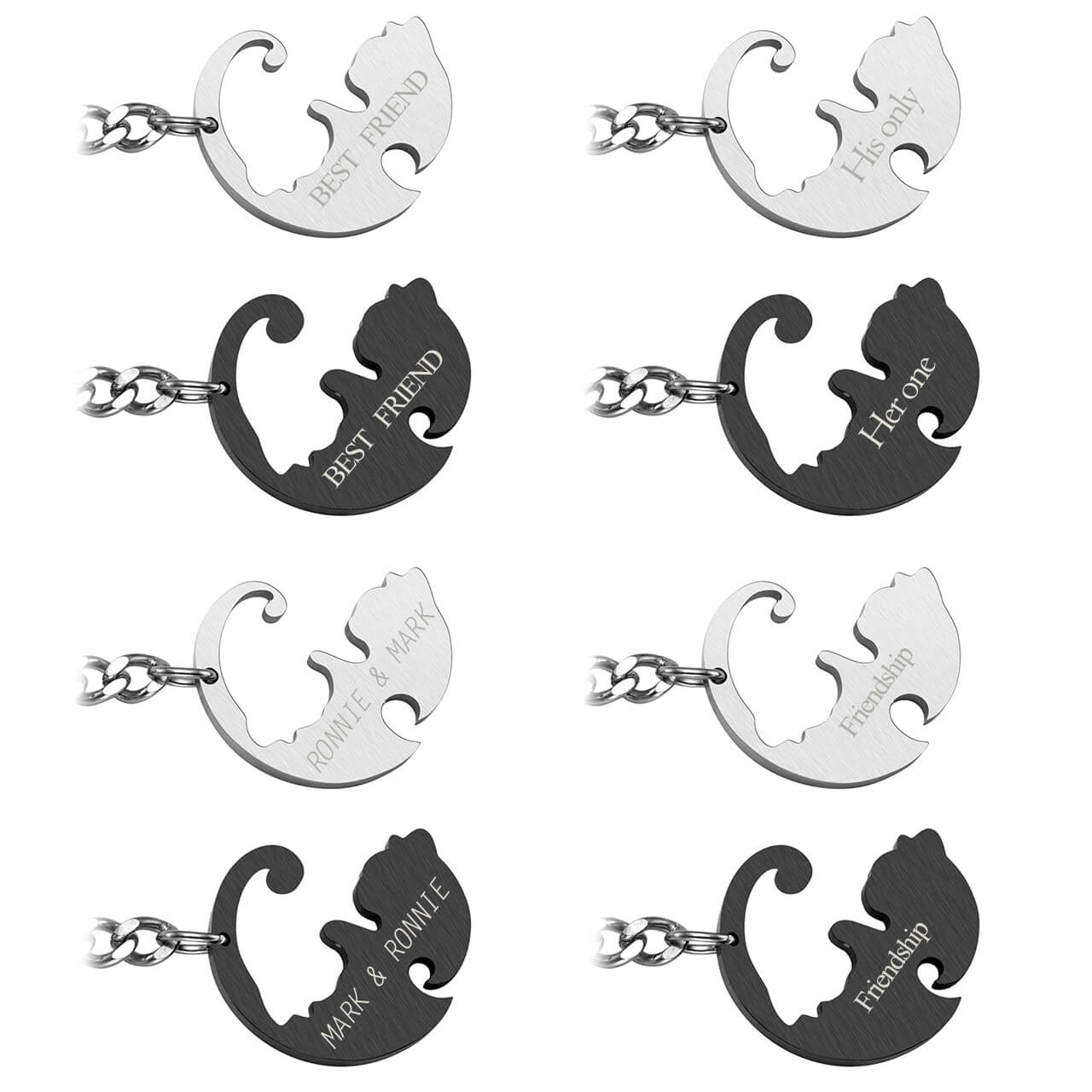 jovivi personalized yin yang cat puzzle keychain name engraved keychain