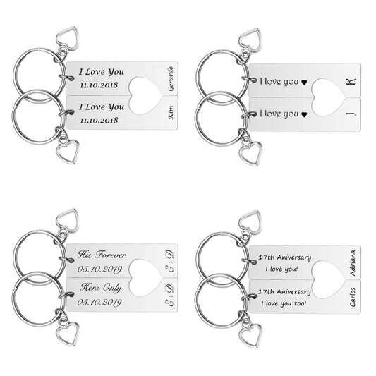 jnf009001 jovivi personalized custom rectangle keychain set for him and her