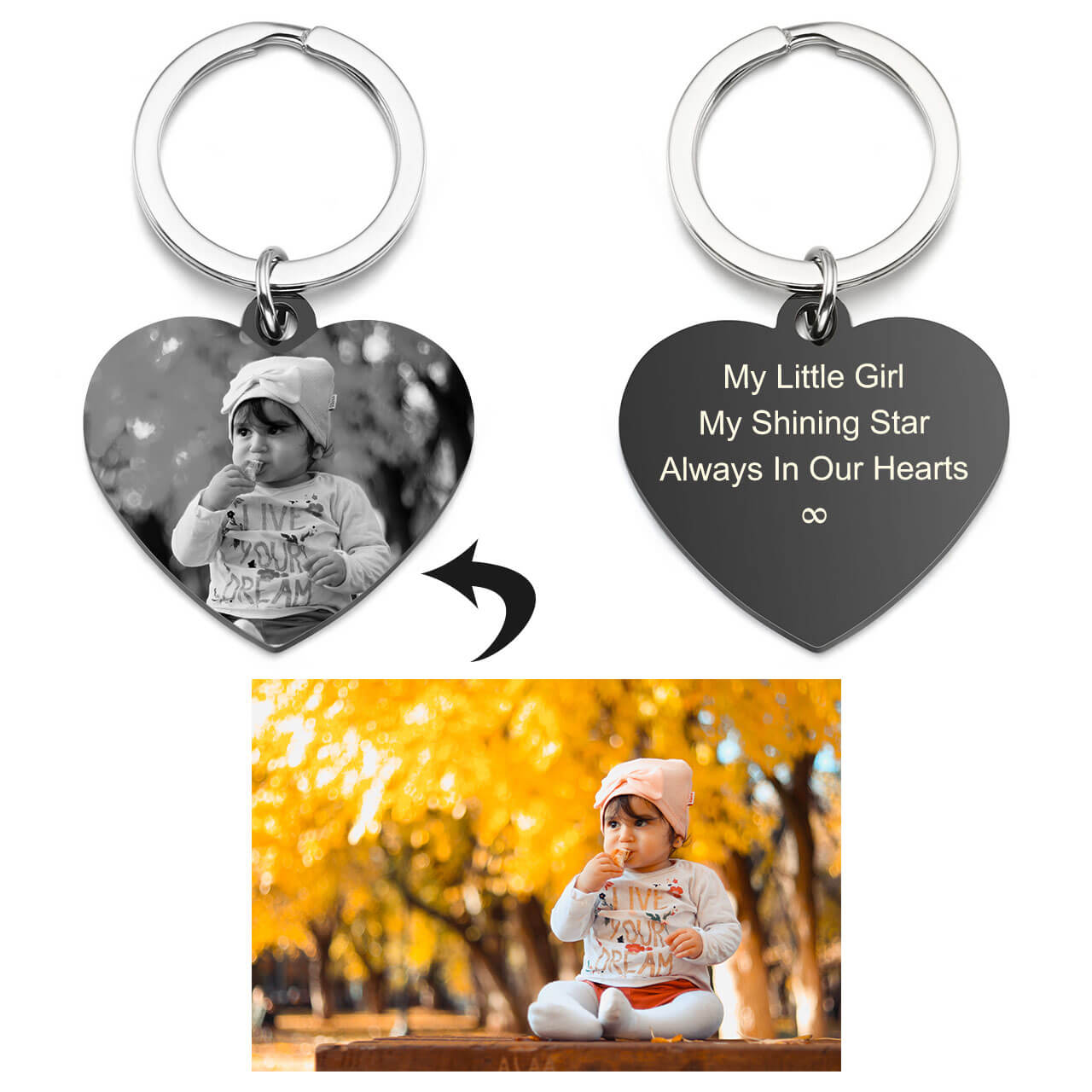 Jovivi custom photo text keychain for boyfriend handmade keychain for couples, jnf010301