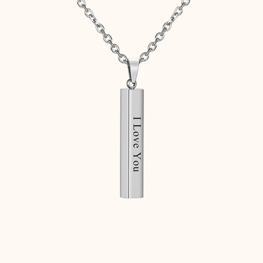 Personalized Name Bar Memorial Necklace Silver | Jovivi
