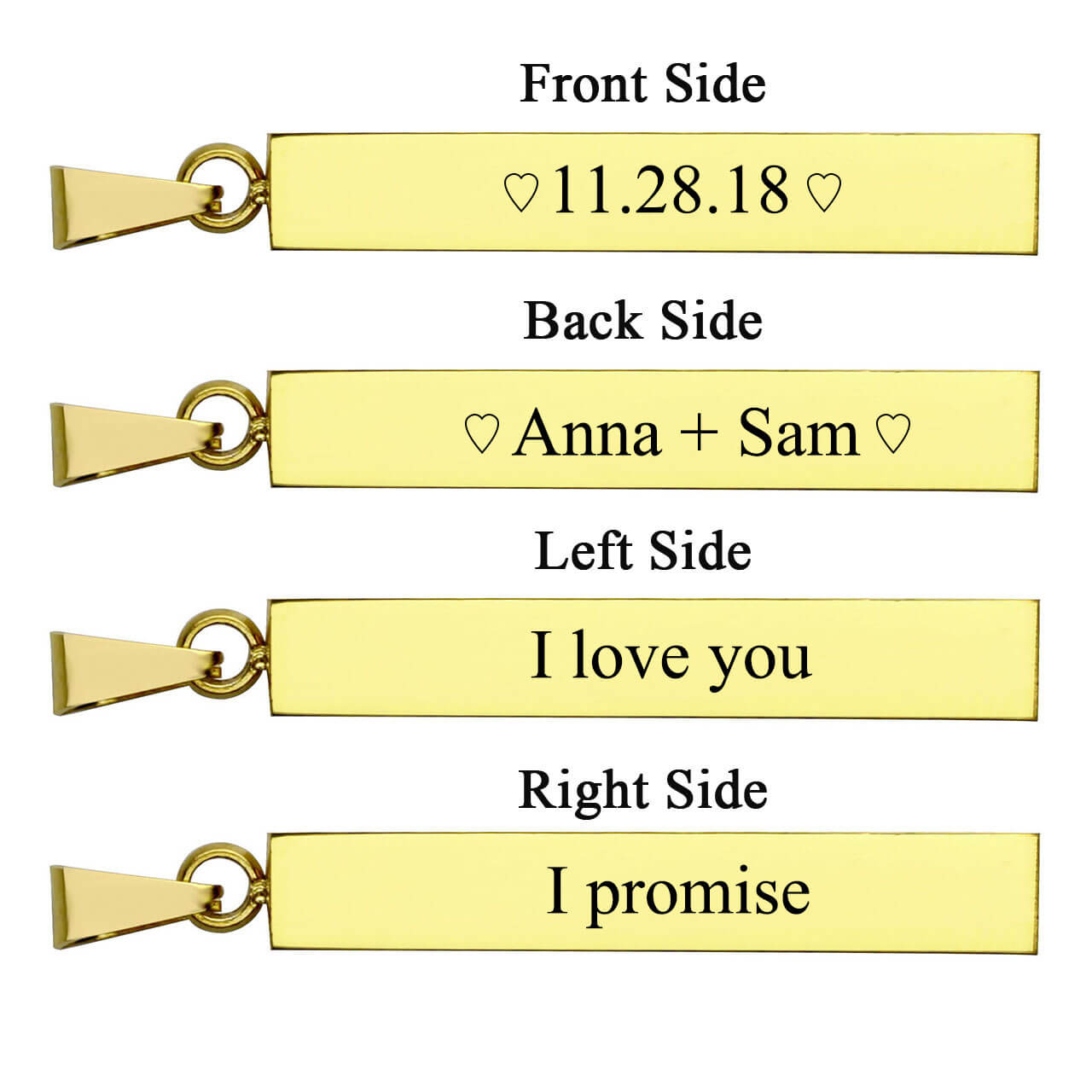 jovivi personalized 4sides name bar necklace for women, engrave sample, jng04870