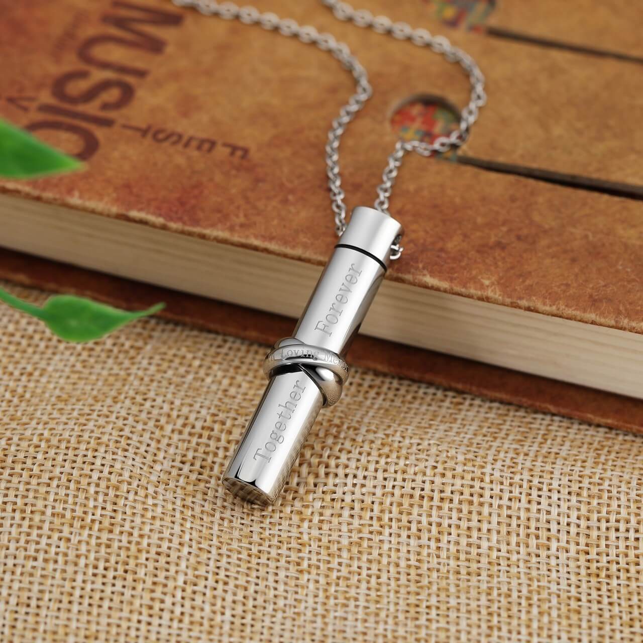 Jovivi silver cylinder pendant necklace for love one, jng052301