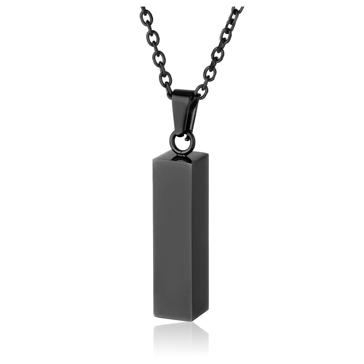 jovivi tube bar urn necklace for ashes, black front side