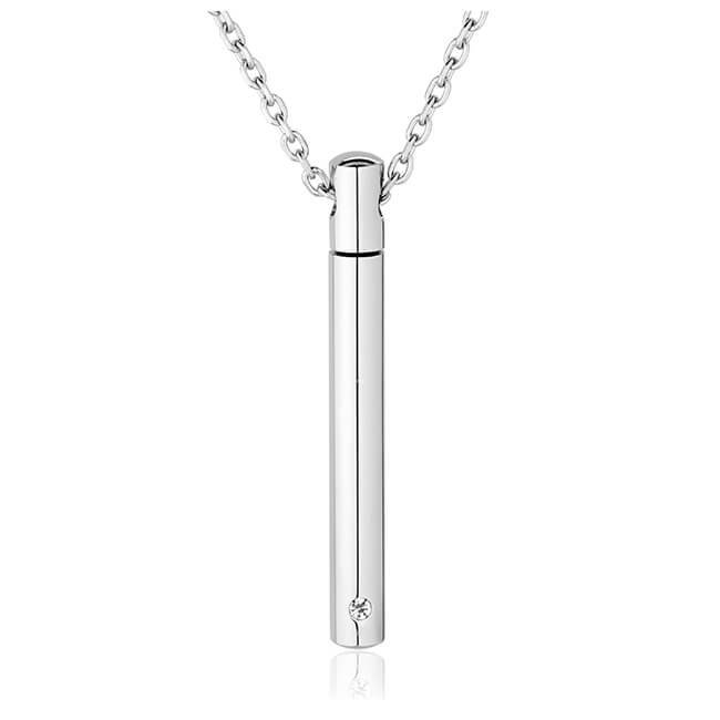 Jovivi Personalized Custom Message Stainless Steel Minimalist Bar Urn Pendant Memorial Necklace - Ashes Keepsake Exquisite Cremation Jewelry
