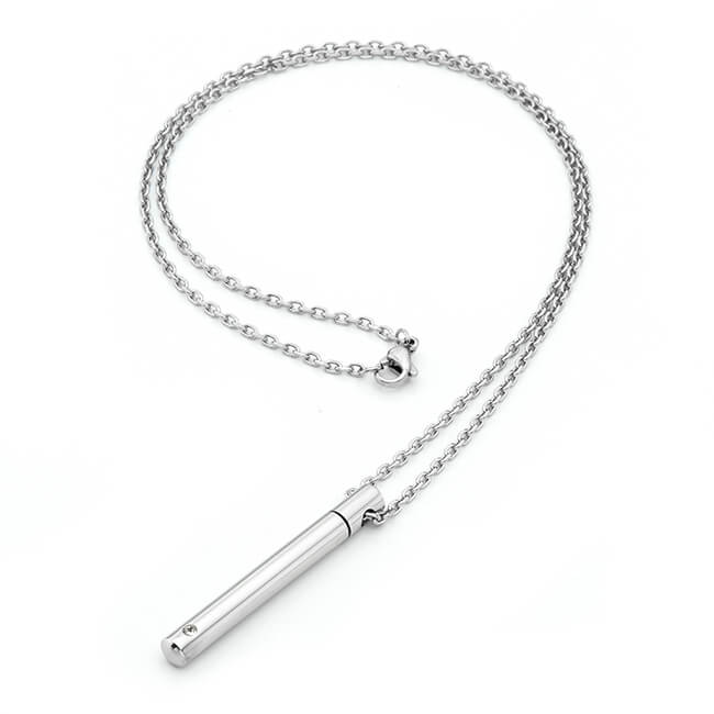 Jovivi Personalized Custom Message Stainless Steel Minimalist Bar Urn Pendant Memorial Necklace - Ashes Keepsake Exquisite Cremation Jewelry