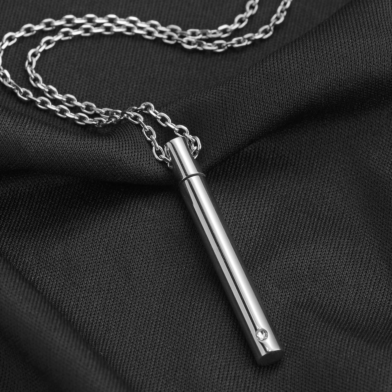 Jovivi Personalized Custom Message Stainless Steel Minimalist Bar Urn Pendant Memorial Necklace - Ashes Keepsake Exquisite Cremation Jewelry