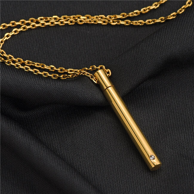 Jovivi Personalized Custom Message Stainless Steel Minimalist Bar Urn Pendant Memorial Necklace - Ashes Keepsake Exquisite Cremation Jewelry