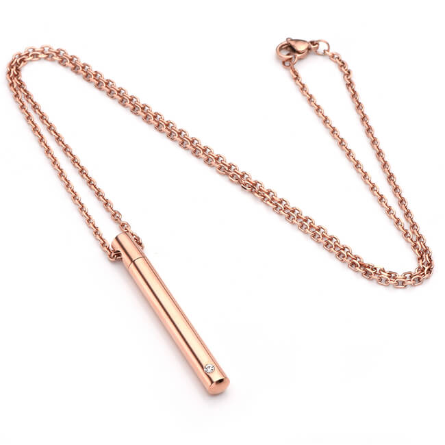 Jovivi Personalized Custom Message Stainless Steel Minimalist Bar Urn Pendant Memorial Necklace - Ashes Keepsake Exquisite Cremation Jewelry