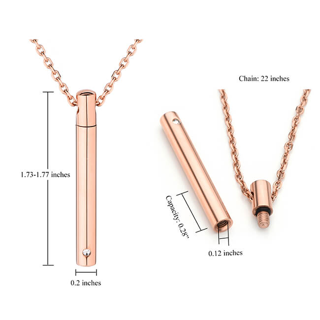 Jovivi Personalized Custom Message Stainless Steel Minimalist Bar Urn Pendant Memorial Necklace - Ashes Keepsake Exquisite Cremation Jewelry