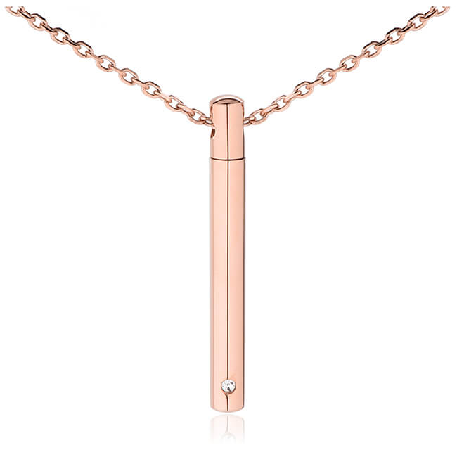 Jovivi Personalized Custom Message Stainless Steel Minimalist Bar Urn Pendant Memorial Necklace - Ashes Keepsake Exquisite Cremation Jewelry