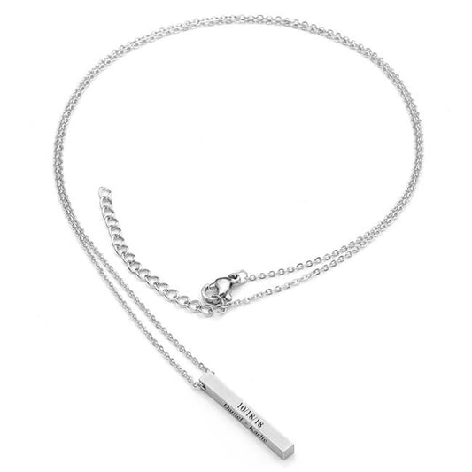 Personalized Vertical Cuboid Matte Bar Message Necklace | Jovivi - Jovivi